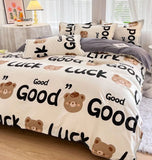 Cute Bear Bedding Set Boys Girls Single Full Size Duvet Cover No Filler Flat Sheet Pillowcase Bed Linen Kids Adult Home Textile