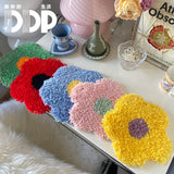 Hand Tufted Plush Flower Coaster Thermal Insulation Table Mat Home Decoration Gift Carpet Coaster Table Decoration Accessories