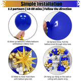 Taooba Color Palette 107PCS Royal Blue and Gold Balloon Arched Garland Set Suitable for Anniversary, Wedding, New Year, and Birthday Party Decoration