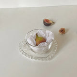 Glass Mug French Heart Glass Coffee Cup Plate Breakfast Milk Cup Cute Tea Cup Water Cup Drinking Utensils Cup And Dish