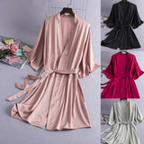 Taooba-Women Silk Rayon Sleepwear Bridal Wedding Gift Kimono Solid Satin Robe 2024 Spring Summer Homewear Nightgown Sexy Nightwear