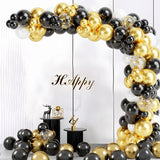 Black Gold Balloon Garland Arch Kit Latex Confetti Balloon Happy 30 40 50th Years Old Birthday Party Decor Birthday Anniversary