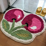 Taooba Christmas gift 1pc Cute Cherry Tufted Rug Doormat Soft Thick Fluffy Tufted Bathroom Absorbent Rug Bathroom Bedroom Entrance Floor Mat