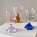 Taooba-1pc Glass Ice Cream Cup Colorful Cocktail Mug Champagne Yogurt Goblet Cup Dessert Cup Bar Party Home DrinkWare High Appearance