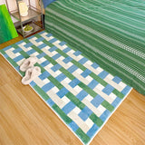 Minimalist Carpet Living Room Home Decoration Carpets Bedroom Bedside Blanket Strip Girls Room Floor Mat Green Plaid Rugs 러그