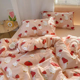 Taooba Christmas gift Cute Bear Duvet Cover Set with Zipper Pink Heart Bed Sheet Pillowcases No Filler Twin Queen Size Girls Boys Gift Bedding Set