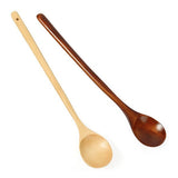 Taooba-Japanese Style Wooden Spoon Mixing Rice Salad Long Handle Dessert Spoon Condiment Sugar Salt Spice Spoon Tableware Kitchen Tools