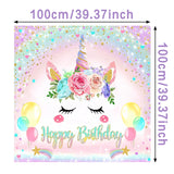 Unicorn Rainbow Birthday Party Backdrop Balloon Macaron Raindow Glitter Ballon Baby Shower Girl Birthday Party Background Decor