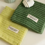 Taooba-Plant Green Yellow 3D Stripes Cotton Towels Refreshing Summer Breathable Absorbent Towel  Face towel Beach Bathroom Bath Towel