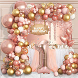 Macaron Pink Balloon Garland Arch Kit Kids 1st Birthday Party Decoration Boy Girl Birthday Baby Shower Latex Balloons Decoration