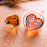 Taooba-Heart Love Shape Glass Cup Double Wall Coffee Mug with handle Anti-scald Heart Drinking Tea Milk Juice Water cup Lover Gift