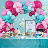 Taooba Color Palette Hot Pink and Teal Blue Balloons Arch Garland Kit for Baby Shower Wedding Anniversary Birthday Girl's Party Decorations