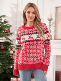 Taooba-2024 New Knitting Sweaters Christmas Women's Cute Cartoon Print Knitwear Long Sleeve Round Neck Pullover Holiday