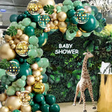 Jungle Safari Dark Green Balloon Garland Arch Kit Kid Birthday Party Supplies Gold Confetti Latex Ballons Baby Shower Decoration