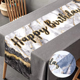 Marble Style Polyester Birthday Tablecloth Table Runner Boy And Girl's Birthday Coming-Of-Age Ceremony Baby Shower Party Decor