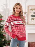 Taooba-2024 New Knitting Sweaters Christmas Women's Cute Cartoon Print Knitwear Long Sleeve Round Neck Pullover Holiday