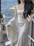 Taooba-Summer New Fashion Women Elegant Midi Tank Dress Chic Bodycon Evening Party Prom Clothing 2024