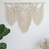 Taooba-Large Macrame Wall Hanging Tapestry  with  Wooden Stick Hand-Woven Bohemia Tassel Curtain Tapestry  Wedding Backgrou Boho Decor