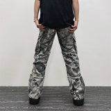 Taooba-2023 Overalls Camouflage Y2K Fashion Baggy Flare Jeans Cargo Pants Men Clothing Straight Women Wide Leg Long Trousers Pantalones