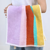 Taooba-Colorblock Stripes Cotton Towel Yarn-Dyed Soft Absorbent Face Towel Rainbow Colors Adult Bathroom Towels 70*140cm Household Towe