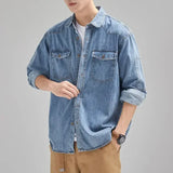 Taooba Denim Jackets Man Autumn Shirt Jeans Coat for Men Solid Color Blue Low Cost Y2k Trendy Cowboy Clothing One Piece Fashion Casual