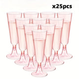 Taooba-25pcs 150ml Safe Packing Plastic Champagne Flutes Disposable Sparkling Champagne Bar Cups Clear Toasting Glasses For Weddings