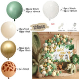 Taooba Color Palette Jungle Safari White Balloon Garland Arch Kit Kids Birthday Party Supplies Deer Pattern Gold Latex Ballons Baby Shower Decoration