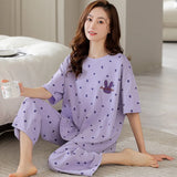 Taooba-Spring Cartoon Nightwear French Retro Girls PJ Young Women Pajama Sets Pyjamas Femme Sleepwear Female Loungewear Mujer Homewear