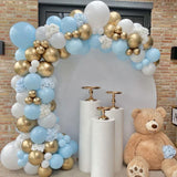 Taooba Color Palette 103pcs Macaron Blue Happy Birthday Latex Balloon Party Wedding Backdrop Arch Baby Shower White Golden Decor Vacation Atmosphere