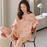 Taooba-Spring Cartoon Nightwear French Retro Girls PJ Young Women Pajama Sets Pyjamas Femme Sleepwear Female Loungewear Mujer Homewear