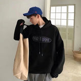 Taooba Men's Clothing Hoodies Streetwear Hip Hop Sweatshirts for Man Letter Hooded Green Print Sweat Shirt New in One Piece Warm Emo