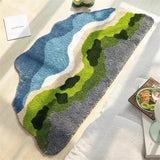 Taooba Christmas Gift Super Soft Bedside Carpet Irregular Moss Pattern Anti-Slip Fluffy Bathroom Mats Absorbent Kitchen Floor Rug Shaggy Carpet Home