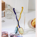 Taooba-Candy-Colored  Glass Stirring Spoon Long Handle Coffee Scoops Stirring Dessert  Juice Glass Spoon Resistant Milk Stirring Rod