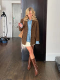 Taooba Fashion Brown Lapel With Pocket Jacket Woman Casual Single Breasted Long Sleeve Short Coat 2024 Lady Autumn High Street Outwear