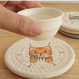 Taooba-Woven Coaster Cup Mat Table Heat Insulation Pad High Temperature Resistant Meal Pad Round American Printed Cat Pad Placemats