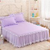 White Elegant Princess Bed Skirt Non-slip Mattress Cover Ruffled Lace Bed Skirt Bedsheet 1pcs Protector Bedspread No Pillowcase