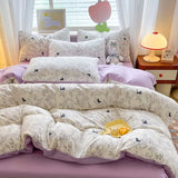 Cute Cat Bedding Set Girl Heart. Simple Double Layer Yann Duvet Cover, Bed Sheet Student Dormitory Bedding, Three PIECE Set