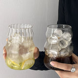 Ins Style Chubby Glass Stripe Circle Fruit Tea Cup Large Capacity Cold Drink Cup Coffee Cup Juice Wine Glasses Drinking Glasses