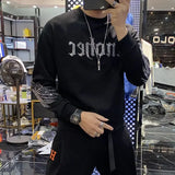 Taooba Men's Clothing Pullover Diamond Fleeced Sweatshirts for Man Round Neck Crewneck Slim Fit Hoodieless Top Harajuku Fashion Funny