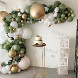 Retro Green Balloon Garland Arch Kit Wedding Birthday Balloons Decoration Party White Balloons For Baby Shower Decor Supplies