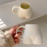 Taooba-Ins Funny Butt Cup Creative Coffee Cup Ceramic Mug Simple And Lovely Solid Color Design Desktop Decoration Decoration Water Cup