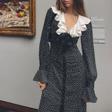 Taooba-2024  new autumn women's fashionable and sexy French style floral long-sleeved dress elegant and casual Vestidos