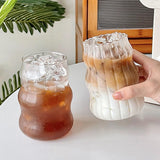 Taooba-650ml Latte Coffee Cup Ribbed Cocktail Glasses Nordic Style Vertical Grain Phnom Penh Glass Water Cup Pink Juice Cup 4 Type