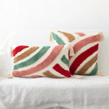 Taooba-Tufted Rainbow Plid Tassel Pillowcase Soft Cozy Tufting Sofa Cushion Cover Room Deocr  Hand-woven BohemiaThrow Pillowcover