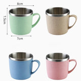 Taooba-201-300ML Stainless Steel Coffee Cups Double Layer Anti-scalding Milk Mug Tea Drinks Water Cup for Home Office Children Milk Cup