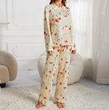 Taooba Long-sleeved printed pajamas split irregular trousers loose suit women's household clothes