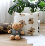 Taooba-Cute Bear Lamb Fleece Pillow Cushion Cover Soft Waxy Plush Sofa Throw Pillowcase Car Seat  Cushion Pillow Cover Bedroom  Decor