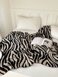 Taooba-Premium Zebra Pattern Sofa Cover Blanket Half Edge Plush Blanket Office Lunch Break Blanket Aviation Blanket Decoration Blanket