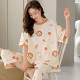 Taooba-Spring Cartoon Nightwear French Retro Girls PJ Young Women Pajama Sets Pyjamas Femme Sleepwear Female Loungewear Mujer Homewear