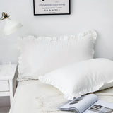 Modern White Ruffle Pillow Sham Decorative Washed Cotton Pillowcases Princess Style Pillow Cover Cushion 48x74cm